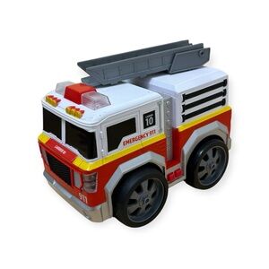Kids Fire Truck Toy Ladder 10 Emergency 911 Sound Effects Rolling Vehicle